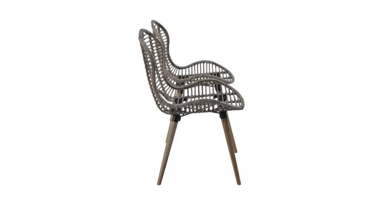 Scaune de exterior 4 buc, ratan natural, 48 x 64 x 85 cm — imaginea 3