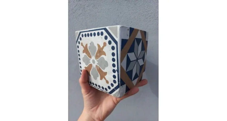 Set 3 Jardiniere ceramica in stil mediteranean, Esschert Design Olanda, 35,8x13,7x12,3cm — imaginea 5