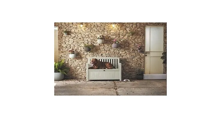 Banca cu spatiu de depozitare Patio alba, volum 227 l — imaginea 3