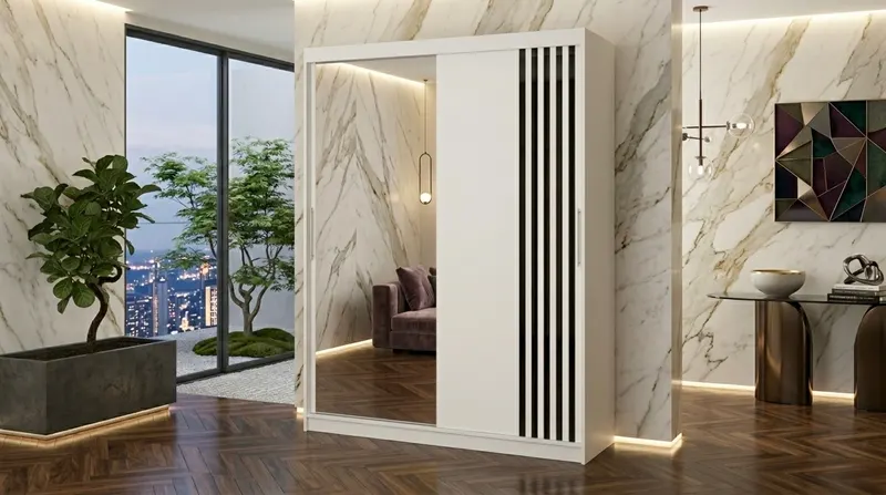 Dulap dressing Riga 2 usi cu oglinda, 150 cm, Alb
