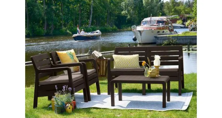 Set mobilier de gradina Delano imitatie lemn Whiskey — imaginea 2