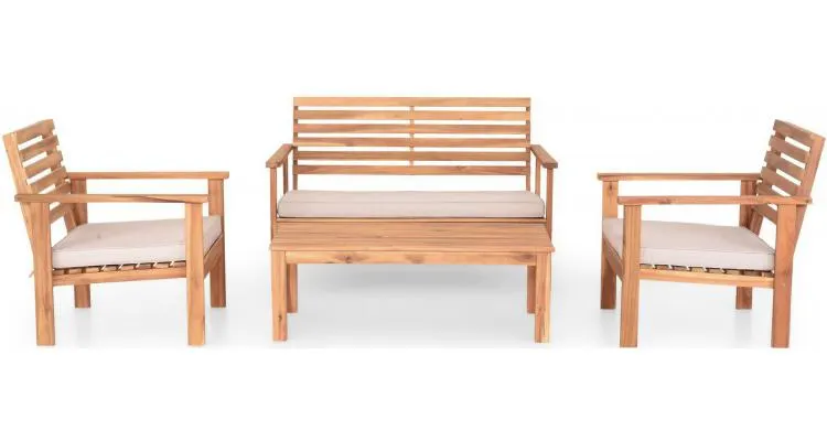 Set mobilier lemnm cu masa, canapea si 2 fotolii HAMAR — imaginea 2