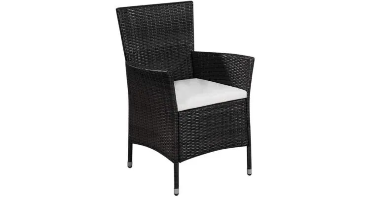 Set mobilier bistro, 3 piese, negru, poliratan — imaginea 2