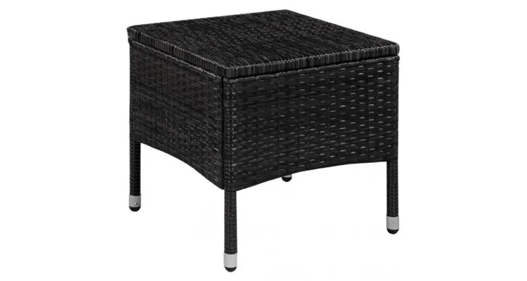 Set mobilier bistro, 3 piese, negru, poliratan — imaginea 3