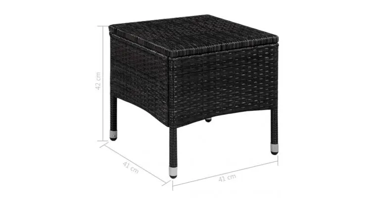 Set mobilier bistro, 3 piese, negru, poliratan — imaginea 5