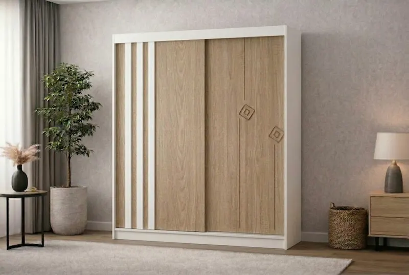 Dulap dressing Vio 2 usi, 135 cm, Alb/Sonoma