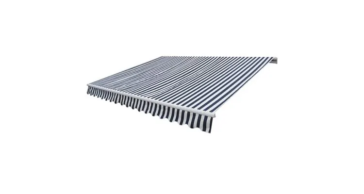 Copertina pliabila cu actionare manuala, 300 cm, albastru/alb