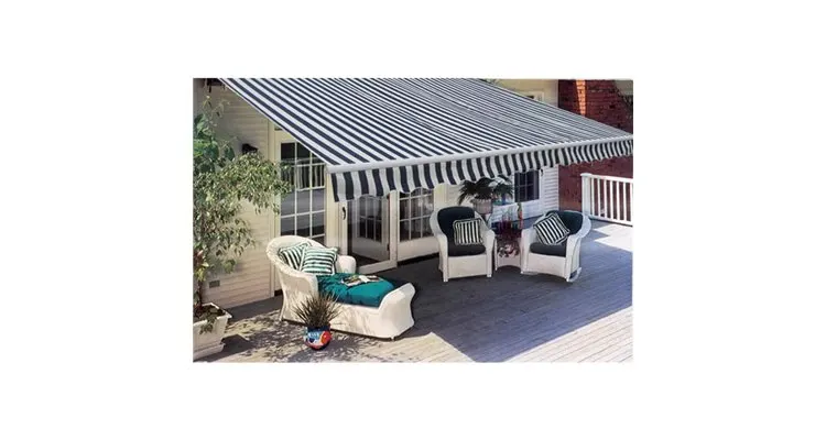 Copertina pliabila cu actionare manuala, 300 cm, albastru/alb — imaginea 2
