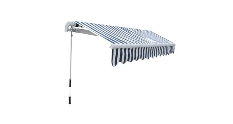 Copertina pliabila cu actionare manuala, 300 cm, albastru/alb — imaginea 3