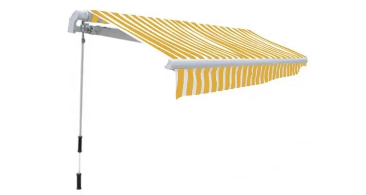 Copertina pliabila, actionare manuala, 300 cm, galben/alb — imaginea 3