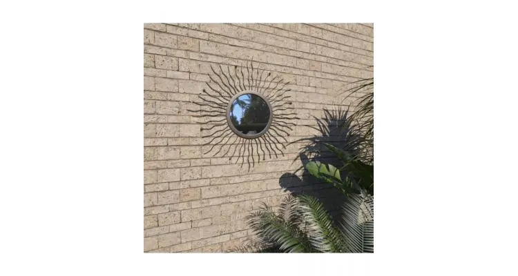 Oglinda de perete de gradina, negru, 60 cm, raze de soare