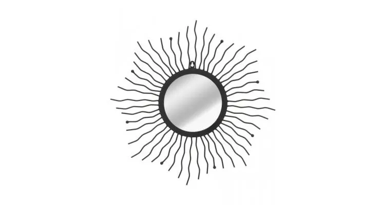 Oglinda de perete de gradina, negru, 60 cm, raze de soare — imaginea 3