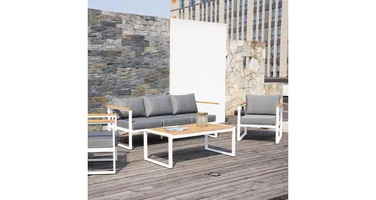 Set mobilier gradina RICHYWOOD cu 2 fotolii, canapea si masuta — imaginea 3