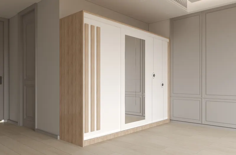 Dulap dressing Paris 3 usi cu oglinda, 200 cm, Sonoma/Alb
