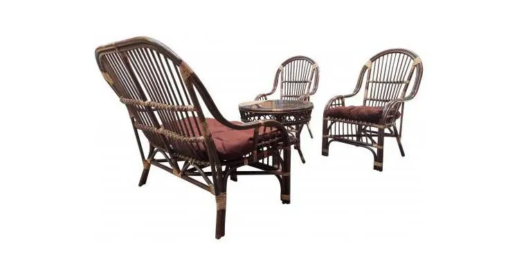 Set mobilier de terasa Bone, ratan natural, maro — imaginea 2
