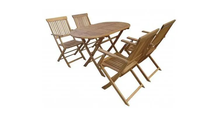 Set mobilier Portofino, lemn acacia, 5 piese, maro — imaginea 2