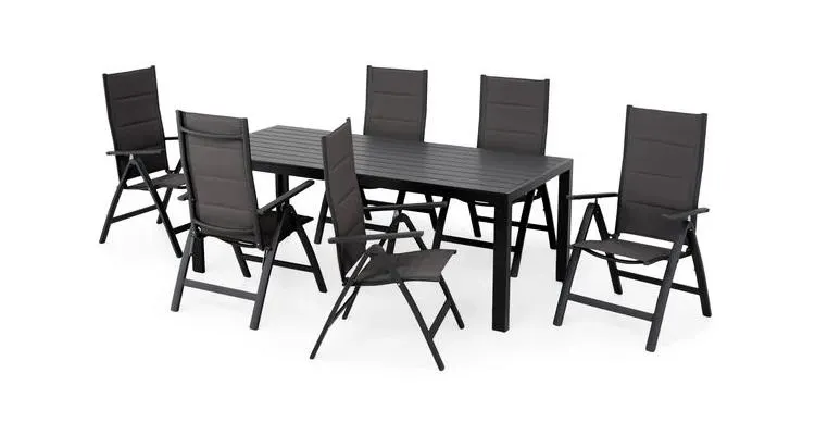 Set EASY cu 6 scaune si masa, gri/negru — imaginea 2
