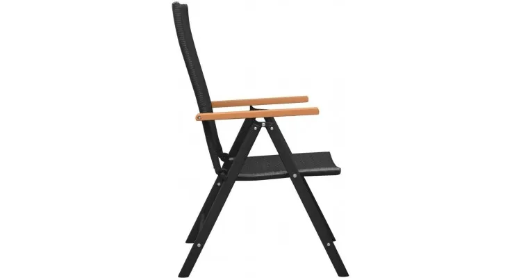 Scaune de gradina, 2 buc. poliratan, aluminiu, negru — imaginea 4