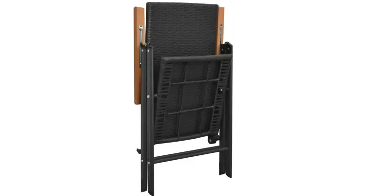 Scaune de gradina, 2 buc. poliratan, aluminiu, negru — imaginea 5