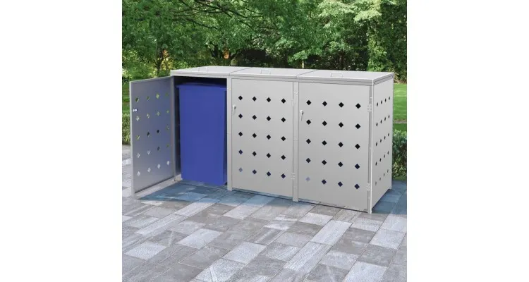 Magazie pentru trei pubele, otel inoxidabil, 240 l — imaginea 2