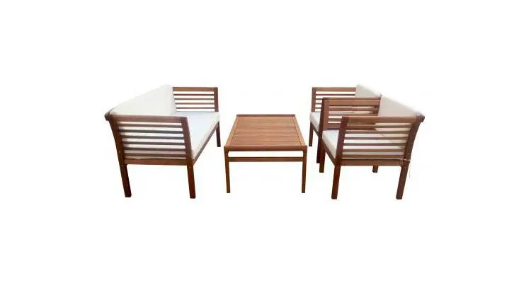 Set mobilier gradina, lemn eucalipt, Fiorentino, 4 piese, maro/alb — imaginea 2