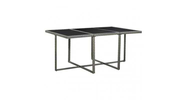 Set mobilier gradina, 11 piese, poliratan, gri — imaginea 5