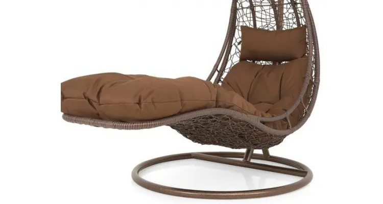 Leagan balansoar gradina din poliratan, Cocon CHILL, maro — imaginea 5