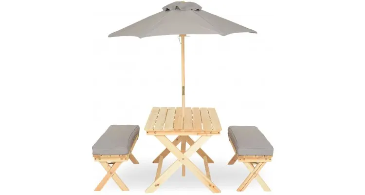Set mobilier KIDS PICNIC pentru terasa/gradina 2 banchete, masa si umbrela — imaginea 2