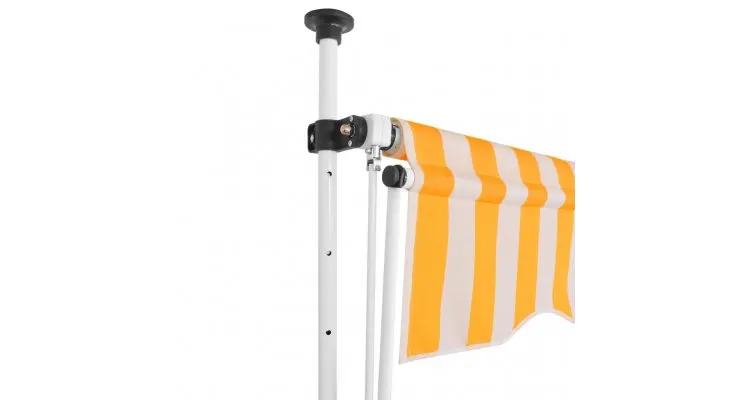 Copertina retractabila manual, dungi galben si alb, 250 cm — imaginea 2