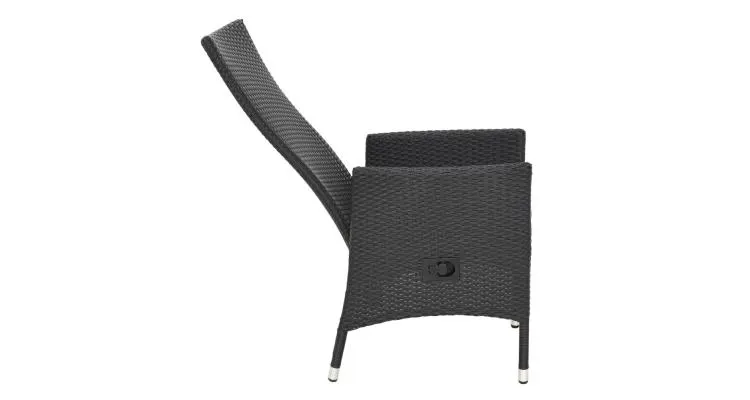 Set mobilier exterior masa aluminiu WPC si 6 scaune cu spatar reglabil ENCORE negru cu gri — imaginea 3