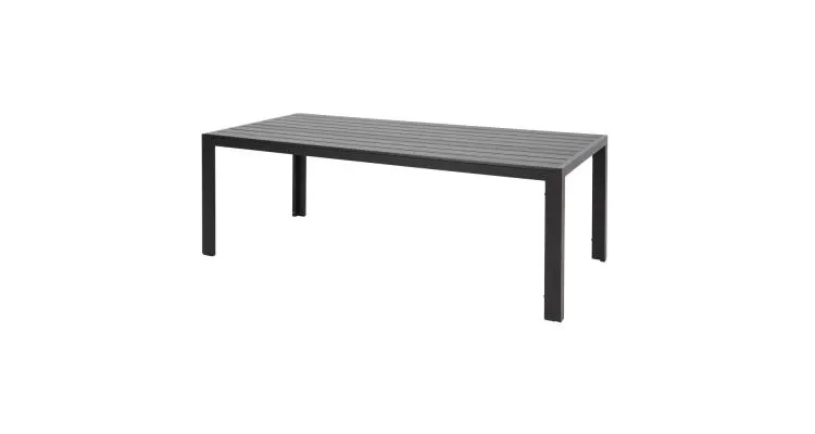Set mobilier exterior masa aluminiu WPC si 6 scaune cu spatar reglabil ENCORE negru cu gri — imaginea 4