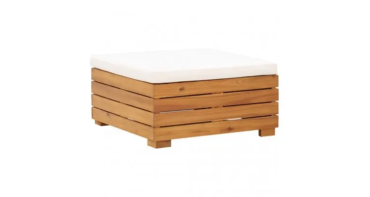 Set mobilier gradina din lemn de acacia, 8 piese, alb crem, pernele incluse — imaginea 3