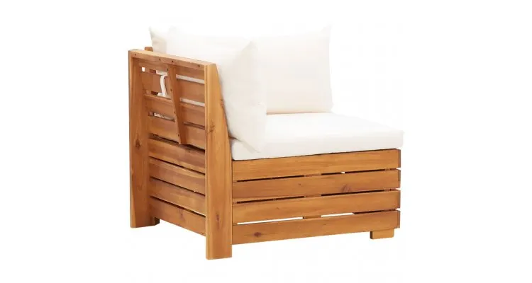Set mobilier gradina din lemn de acacia, 8 piese, alb crem, pernele incluse — imaginea 4