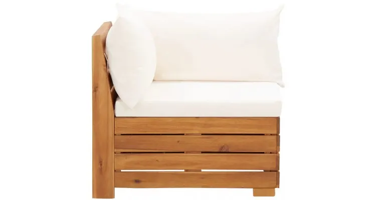 Set mobilier gradina din lemn de acacia, 8 piese, alb crem, pernele incluse — imaginea 5