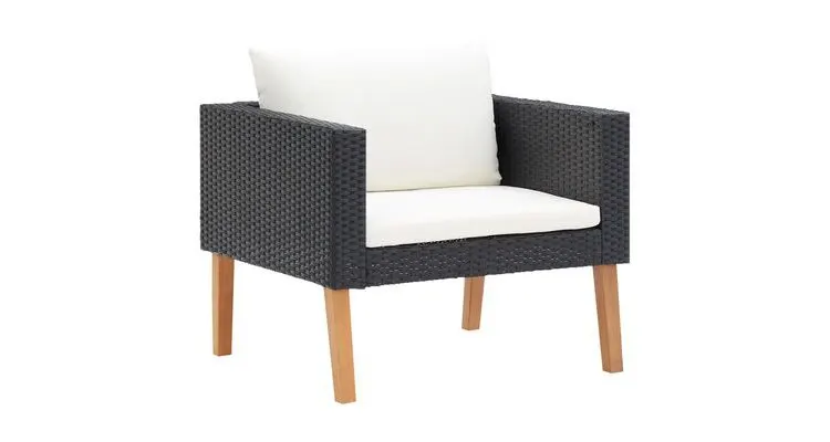 Set mobilier de gradina din poliratan, cu perne, 5 piese, negru — imaginea 2