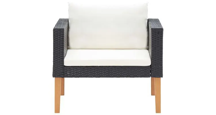 Set mobilier de gradina din poliratan, cu perne, 5 piese, negru — imaginea 3