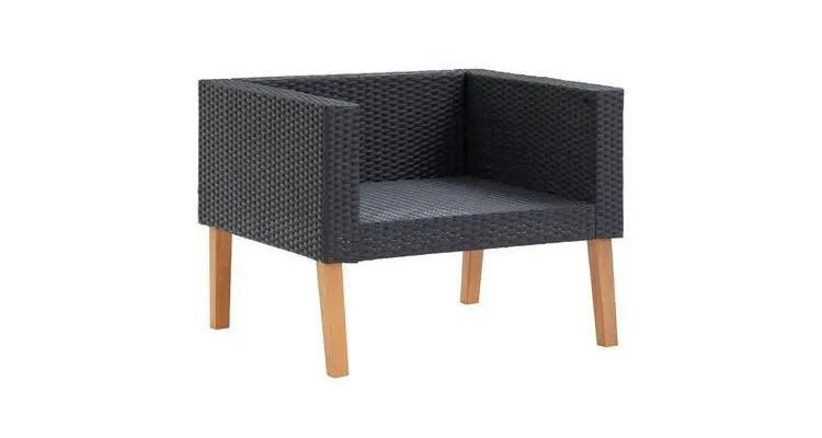 Set mobilier de gradina din poliratan, cu perne, 5 piese, negru — imaginea 4