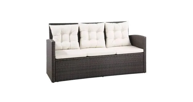 Set mobilier de gradina cu perne, maro, poliratan — imaginea 2