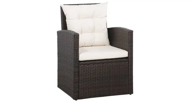 Set mobilier de gradina cu perne, maro, poliratan — imaginea 4