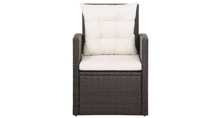 Set mobilier de gradina cu perne, maro, poliratan — imaginea 5