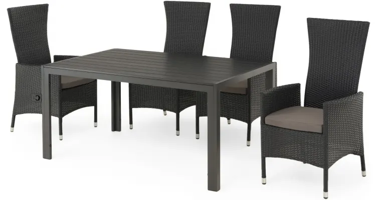 ENCORE Set mobilier terasa gradina, masa si 4 scaune cu spatar reglabil — imaginea 2