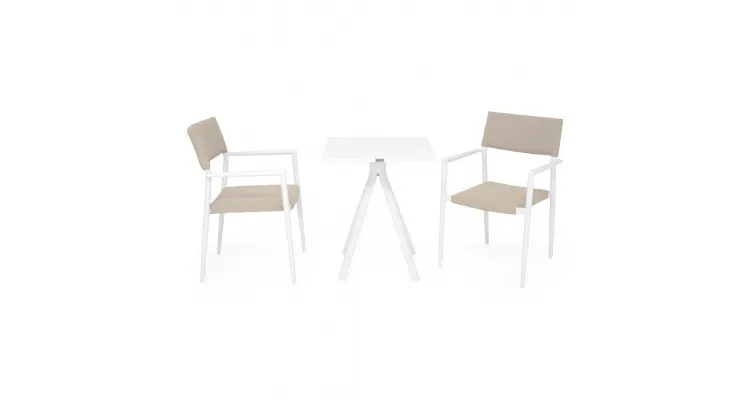 Set 2 scaune si masa exterior CORDOBA SORIA L.60 l.60 H.73 alb kaki — imaginea 2