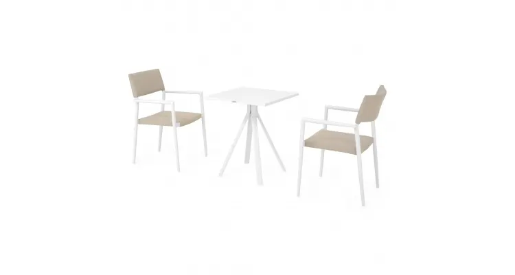 Set 2 scaune si masa exterior CORDOBA SORIA L.60 l.60 H.73 alb kaki — imaginea 3