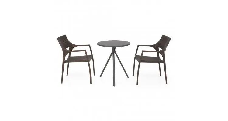 Set 2 scaune si masa exterior ELVAS GOLF H.74 D.60 negru auriu — imaginea 2