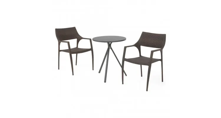 Set 2 scaune si masa exterior ELVAS GOLF H.74 D.60 negru auriu — imaginea 3
