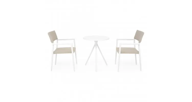 Set 2 scaune si masa exterior ELVAS SORIA H.74 D.60 alb kaki — imaginea 2