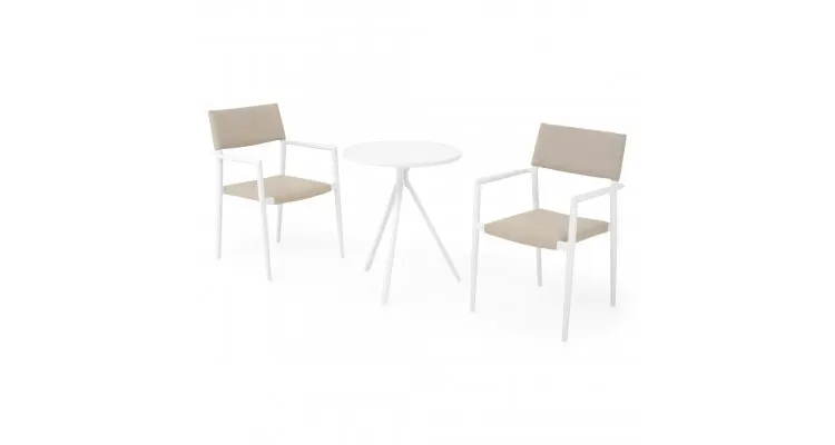 Set 2 scaune si masa exterior ELVAS SORIA H.74 D.60 alb kaki — imaginea 3