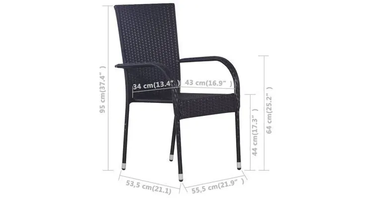 Set 4 scaune poliratan,negru — imaginea 5