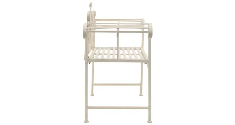 Banca de gradina, alb vintage, 132 cm, metal — imaginea 5