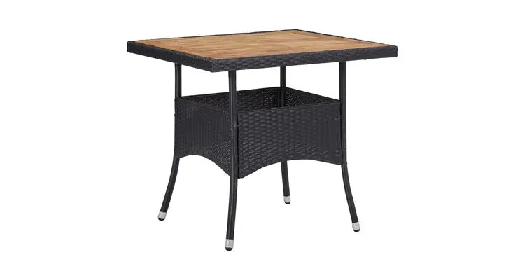 Set mobilier gradina, 5 piese, negru, poliratan si lemn acacia — imaginea 3